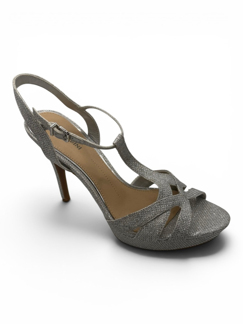 Gianni Bini Silver Glitter Slingback Heels